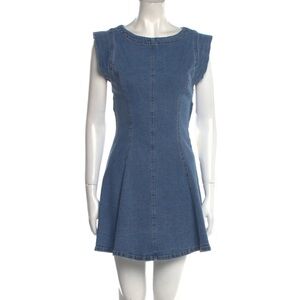 R.G. Kane Bateau Neckline Mini Jean Dress